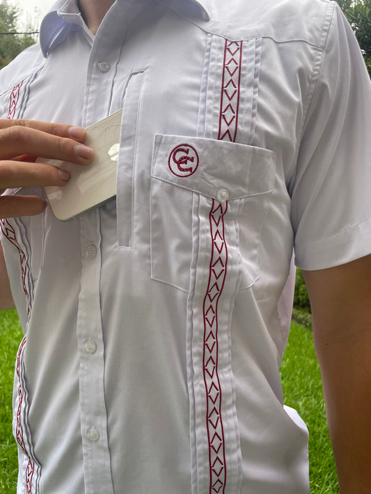 The CSTAT Cowboy Guayabera (White/Maroon)